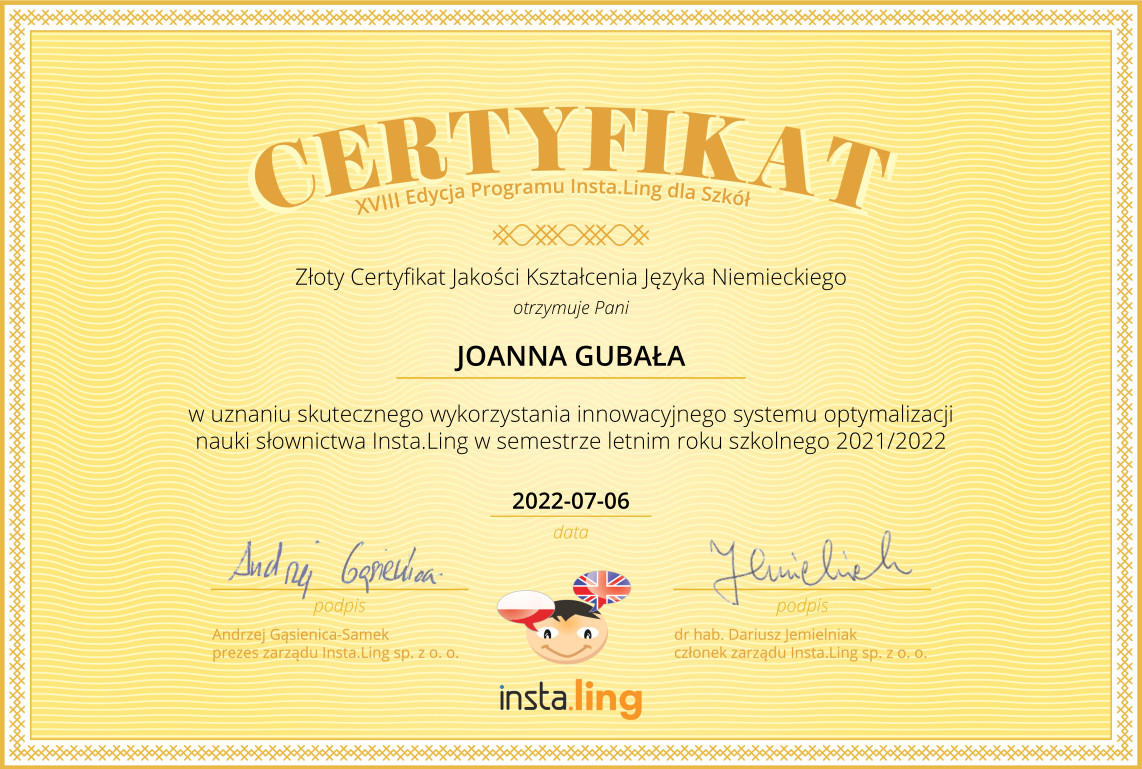 instaling certyfikat 18 edycja 1